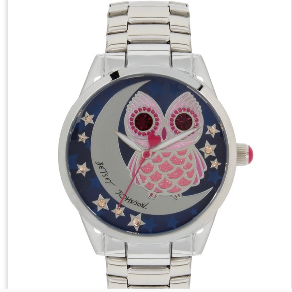 Betsey Johnson Accessories - Betsey Johnson Owl & Moon Analog Bracelet Watch